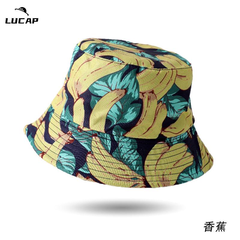 New men's and women's front and back double-sided basin hats, popular printed bucket hats, outdoor casual sun hats
