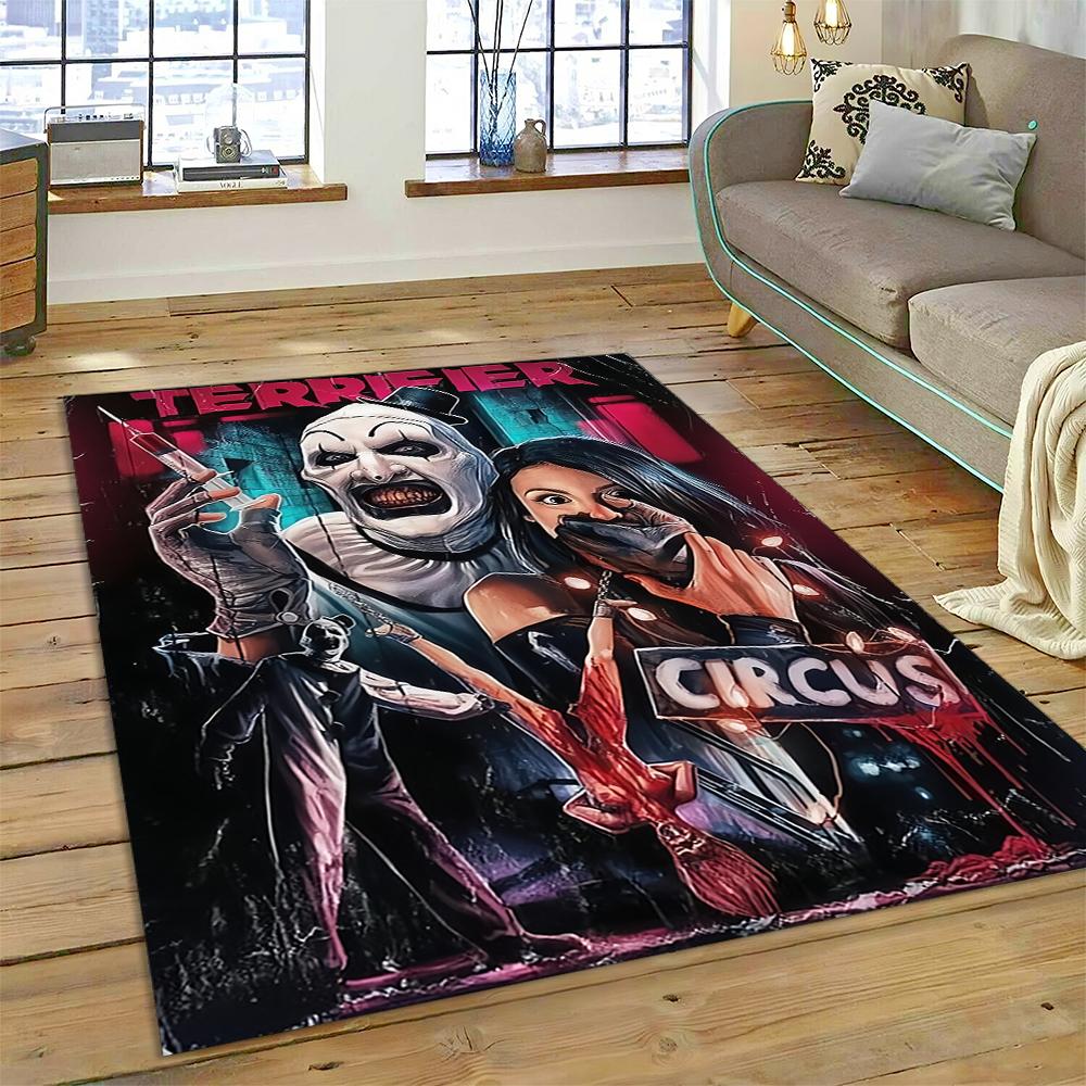 3D Terrifier 3 Horror Clown Movie Cartoon Carpet Rug for Bedroom Living Room Home Sofa Decoration,kids Play Decor Floor Mat Gift