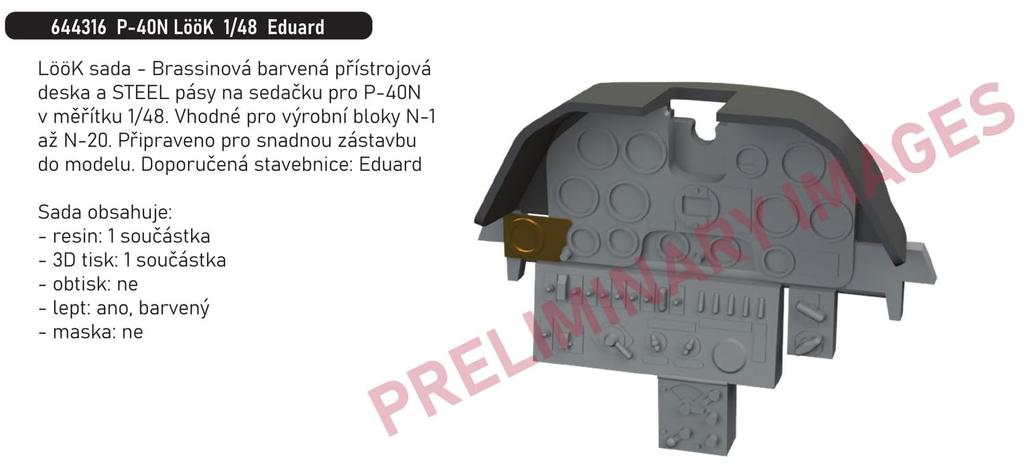 Eduard 1/48 Look P-40N Instrument Panel (for Eduard) Plastic Model Parts EDU644316 (Airplane)