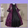Elegante Vestido Maxi Vintage com Estampa Floral, Decote U e Mangas Compridas Evasê em Várias Cores