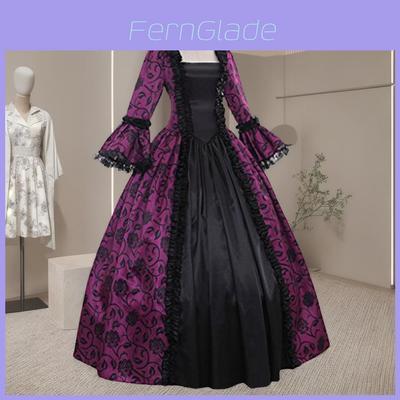 Elegant Vintage Floral Print Maxi Dress With U Neckline And Long Flared Sleeves In Multiple Colors