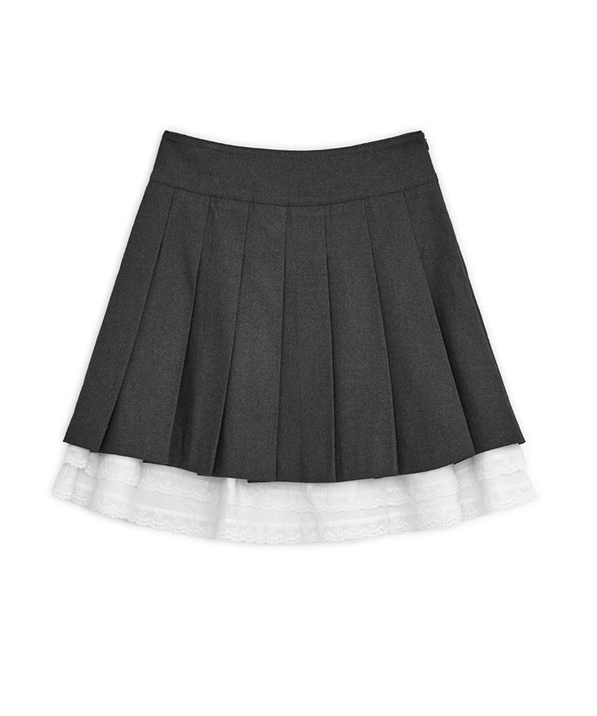 Hug Your Skin Slit Pleated Midi Skirt (Charcoal)