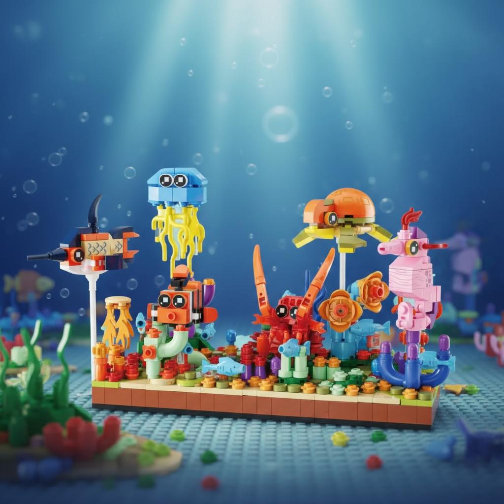 1271PCS Sea Turtle Building Blocks Set – Marine Life & Aquarium Model Bricks, Adult Creative Decor, Ocean-Themed MOC Toys Gifts
