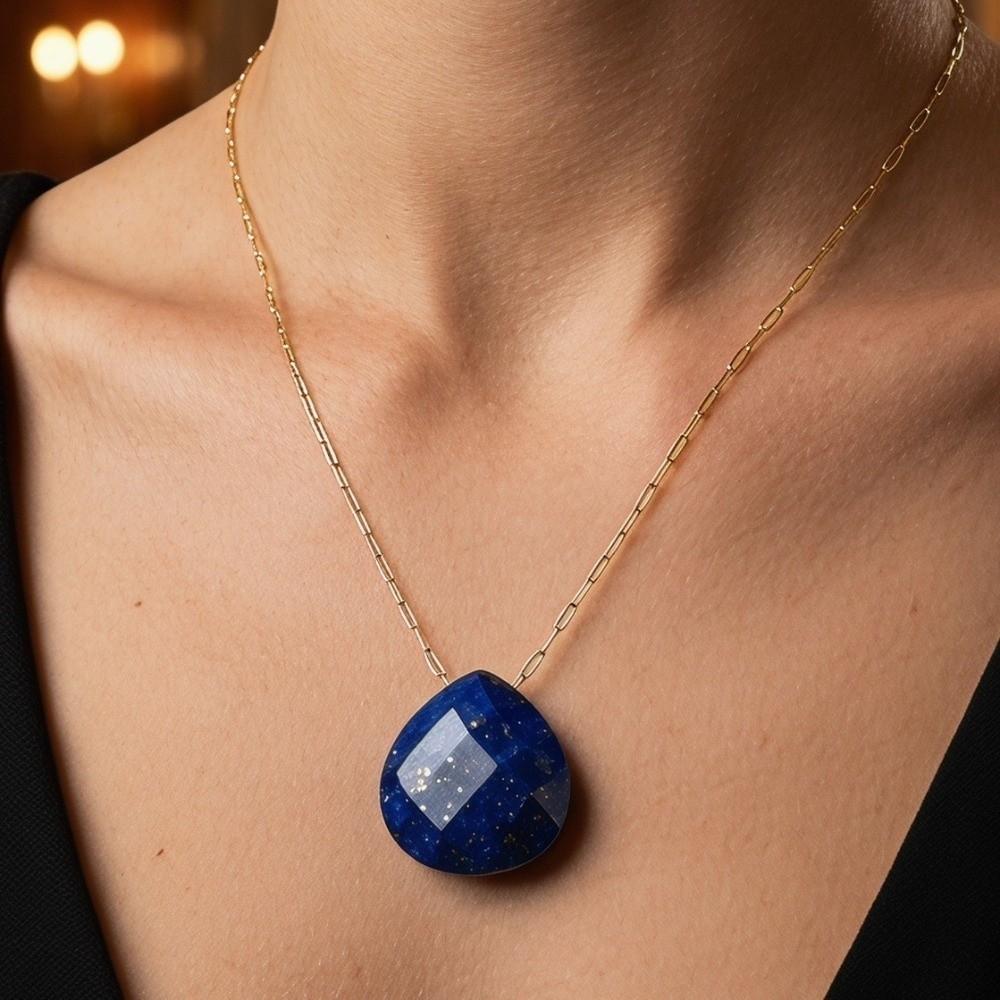 Minimalist Stone Necklace Stainless Steel Collarbone Chain Waterdrop Pendant Necklace Girls