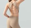 Crisscross Back Yoga Sports Bra - Slimming Round Neck Fitness Top