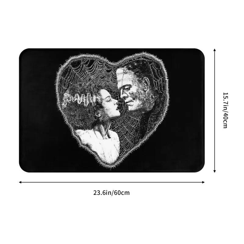 Custom Bride Of Frankenstein Kiss Doormat Anti-Slip Entrance Floor Door Mats Science Fiction Horror Film Room Rug Carpet Footpad