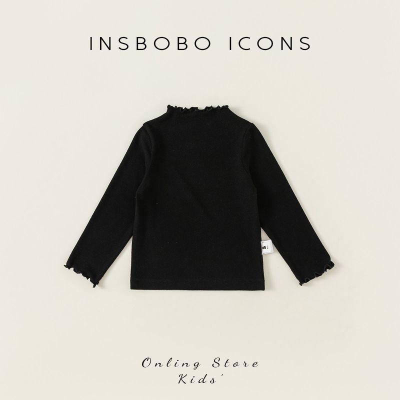 Insbobo Однотонная Весенняя Мода Кружевная Детская Футболка Black 80 white