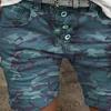 High Waist Camouflage Print Women Shorts All-matched Stretchy Buttons Denim Shorts Streetwear