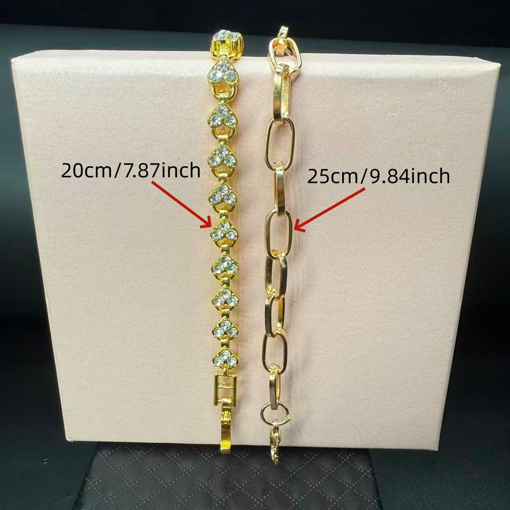 Fashion Bracelet Set of Two Adjustable Gold Heart Bracelet Minimalist Style Halloween Gift Jewellery Birthday Present