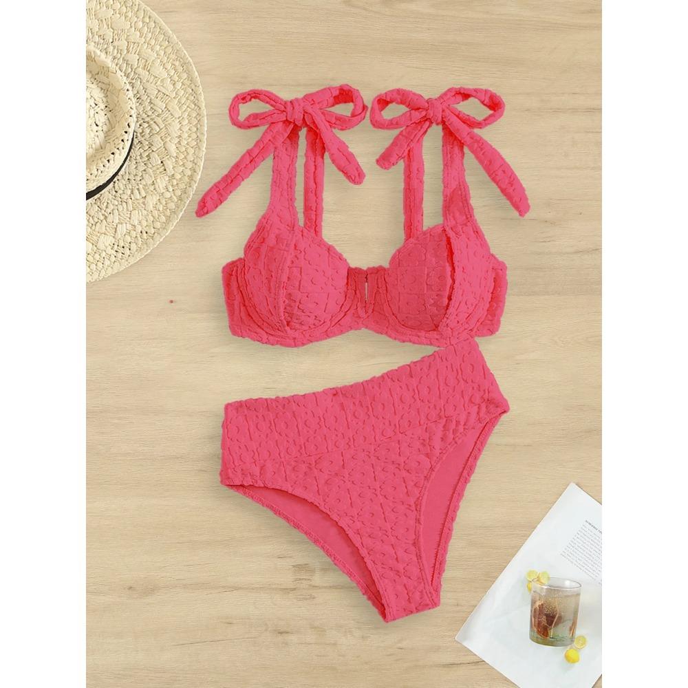 

Sexy yellow bikini set 2025 women tie strap push up underwire high wiast swimsuit summer bathing suit two piece swimwear biquini S арбуз красный