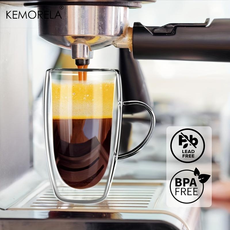2pcs 12oz/15oz 350ml/450ml Double Wall Glass Coffee Mugs With Bamboo Lids And Spoons Glass Coffee Cups With Handle Insulated Clear Coffee Mug Perfect