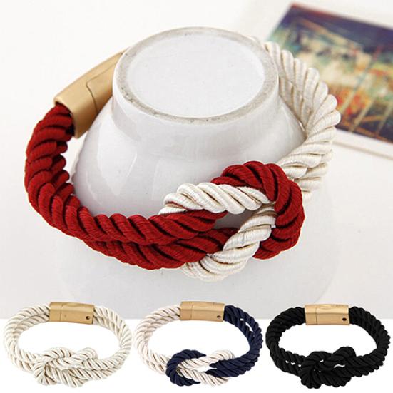 Women's Men's Braided Rope Chain Bracelet With Magnetic Clasp Bow Charm Bangle