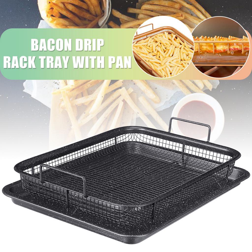 Non-stick Chips Basket Baking Dish Grill Mesh Kitchen Tools Black Stainless steel Copper Baking Tray Oil Frying Baking Pan