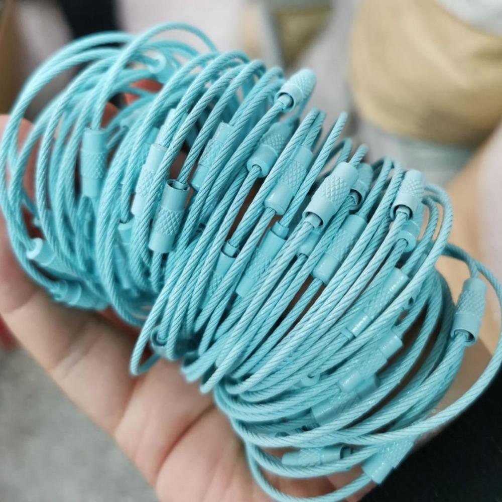 20PCS color paint wire rope 25 colors manufacturer wholesale key ring chain DIY tag cartoon key lanyard accessories