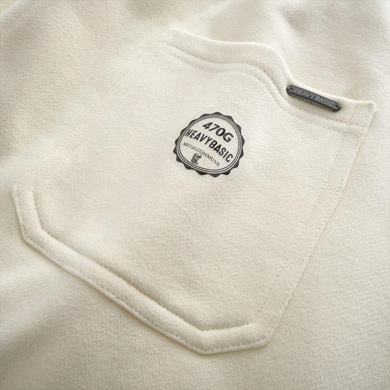 470G Heavyweight Drawstring Thickened Ivory White Casual Straight-leg Trousers for Men and Women