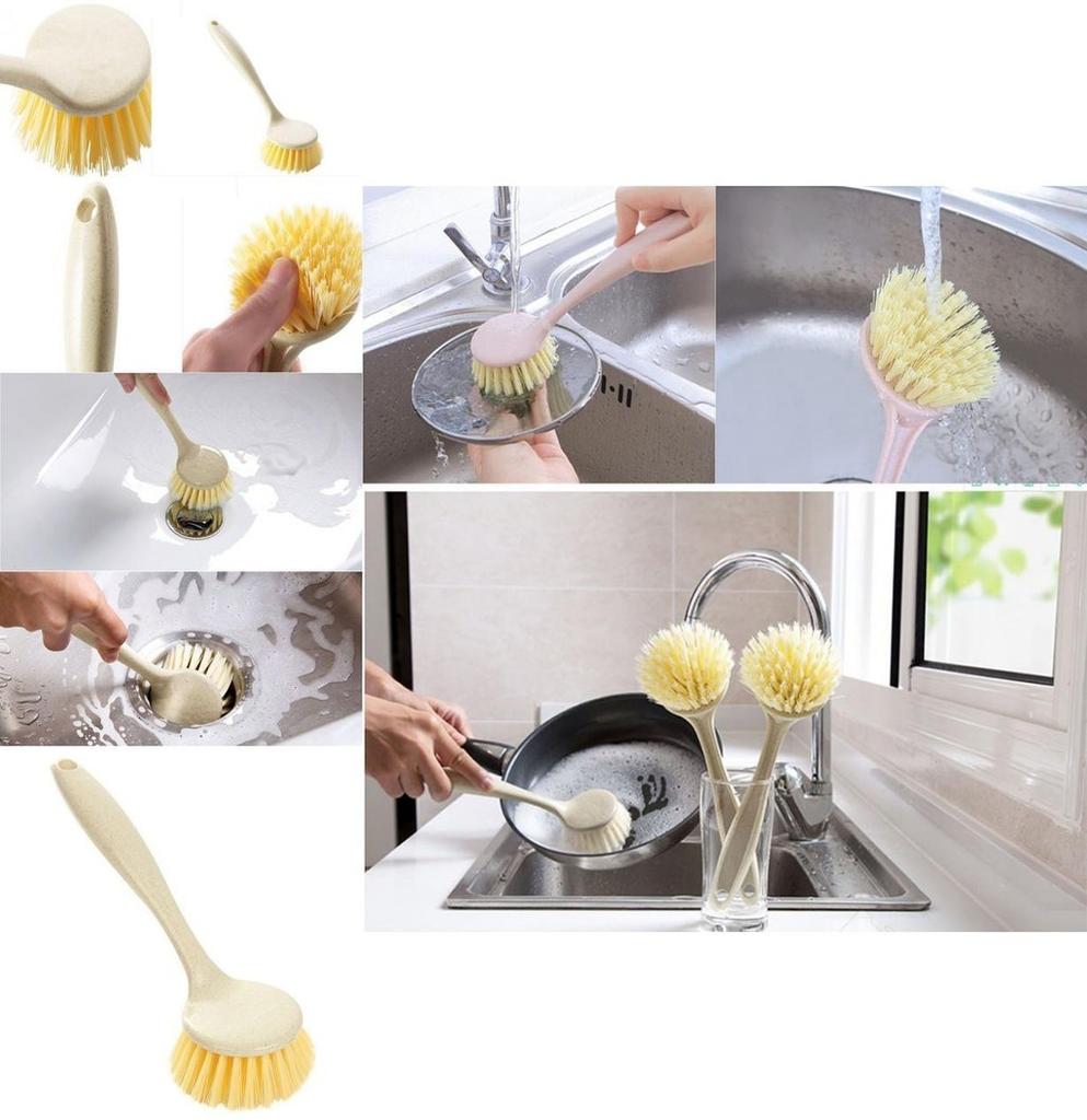 Versatile Long Handle Kitchen Cleaning Brush Perfect For Dish Washing And Pot Care
