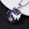 Allergy Resistant Purple Crystal Jewelry Butterfly Design Drop Pendant Necklace Clavicle Chain Charm For Daily Wear