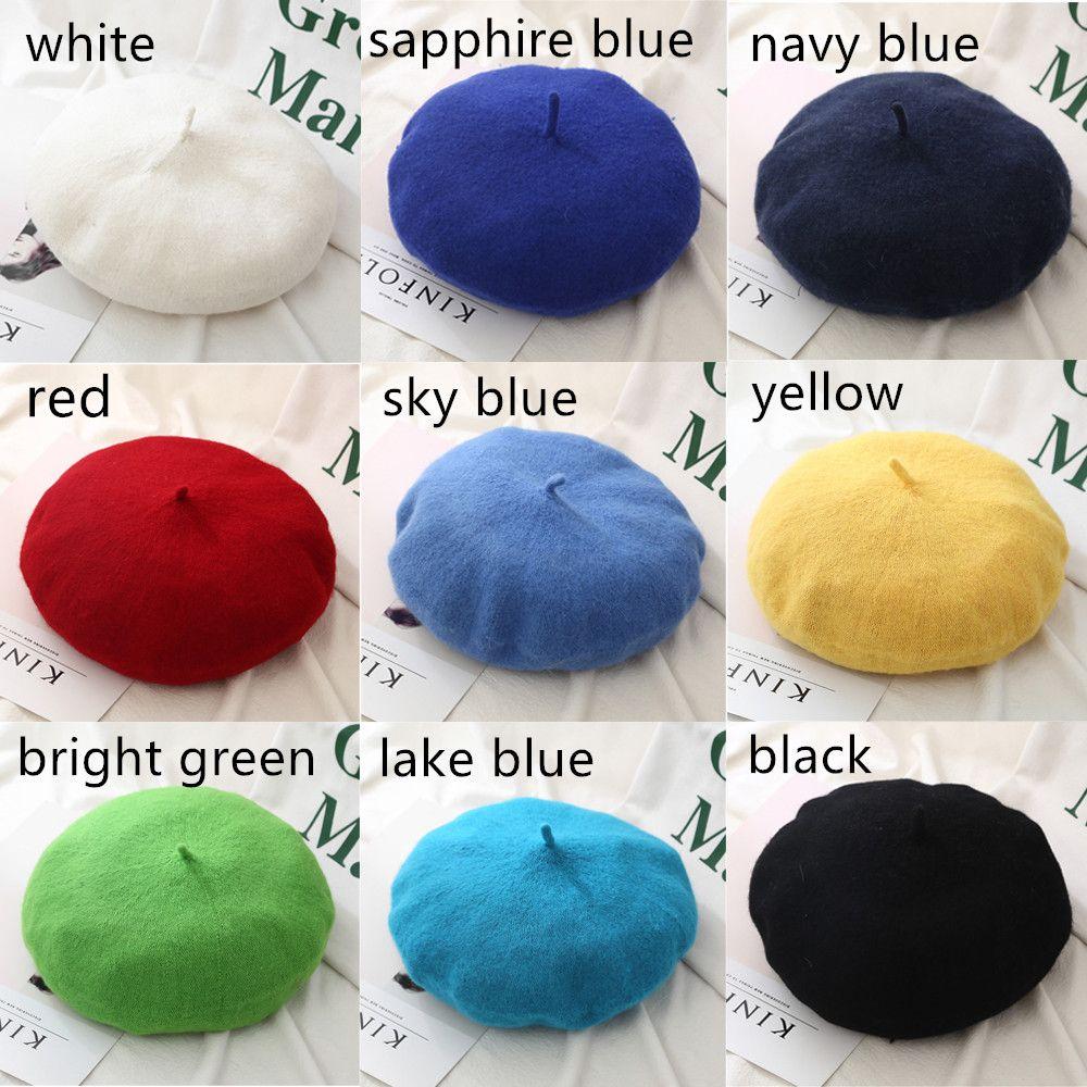 Women Wool Beret Hats Winter French Hat Girls Solid Color Fashion Autumn Winter Beret Hat For Women Flat Cap Hat Felt Berets