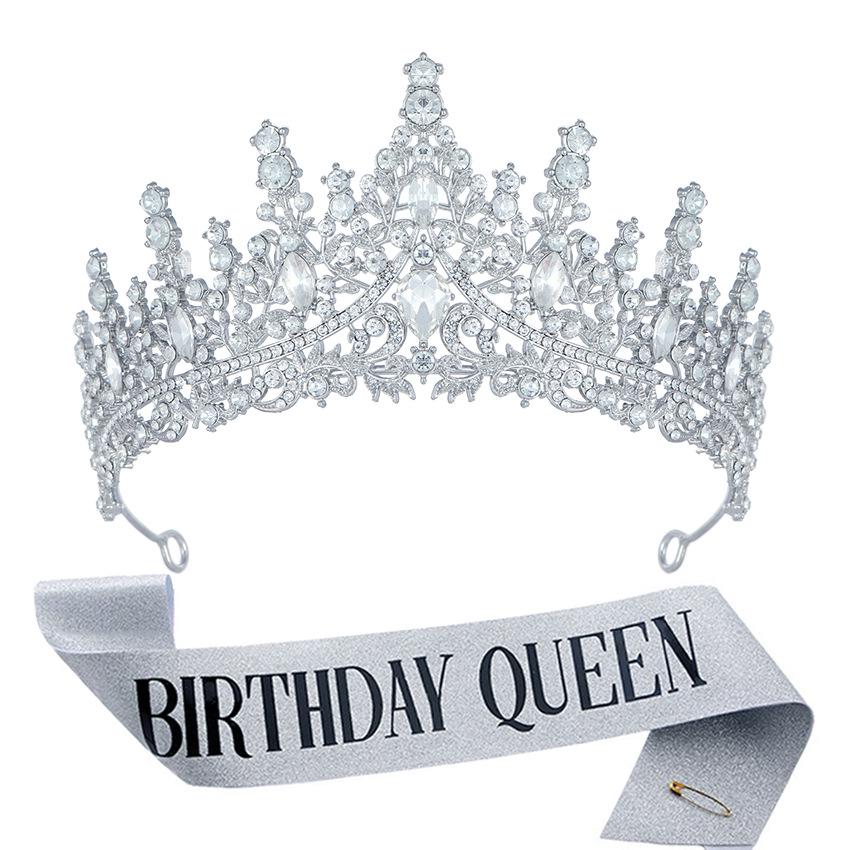 Luxury Crystal Crown & Sash Set for Birthday Girl
