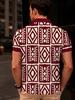 Print Design - Non-Textured Plus Size Men'S Summer Breathable Stretch Short Sleeve Geometric Print Casual Loose Comfortable Top for Valentine'S Day