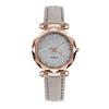 Korean Fashion Rose Gold Quartz Watch with Rhinestone Accents and Adjustable Leather Strap