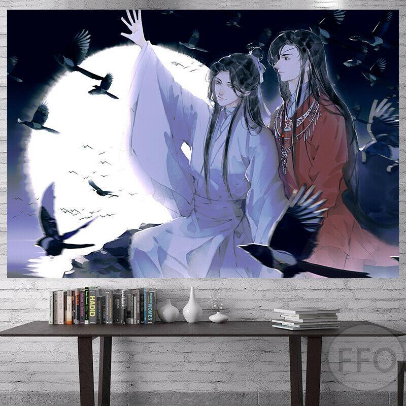 Tapestry de Anime Bendiciones de los Oficiales Celestiales Colgante de Pared Decoración Estética de Habitación Cartones Póster de Arte Tapices Boho Para el Hogar