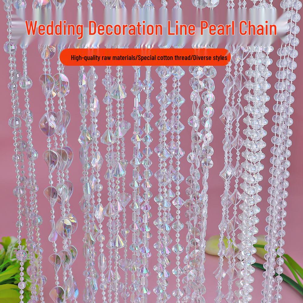 Crystal Beaded Door Curtain & Wedding Aisle Decor with Acrylic String
