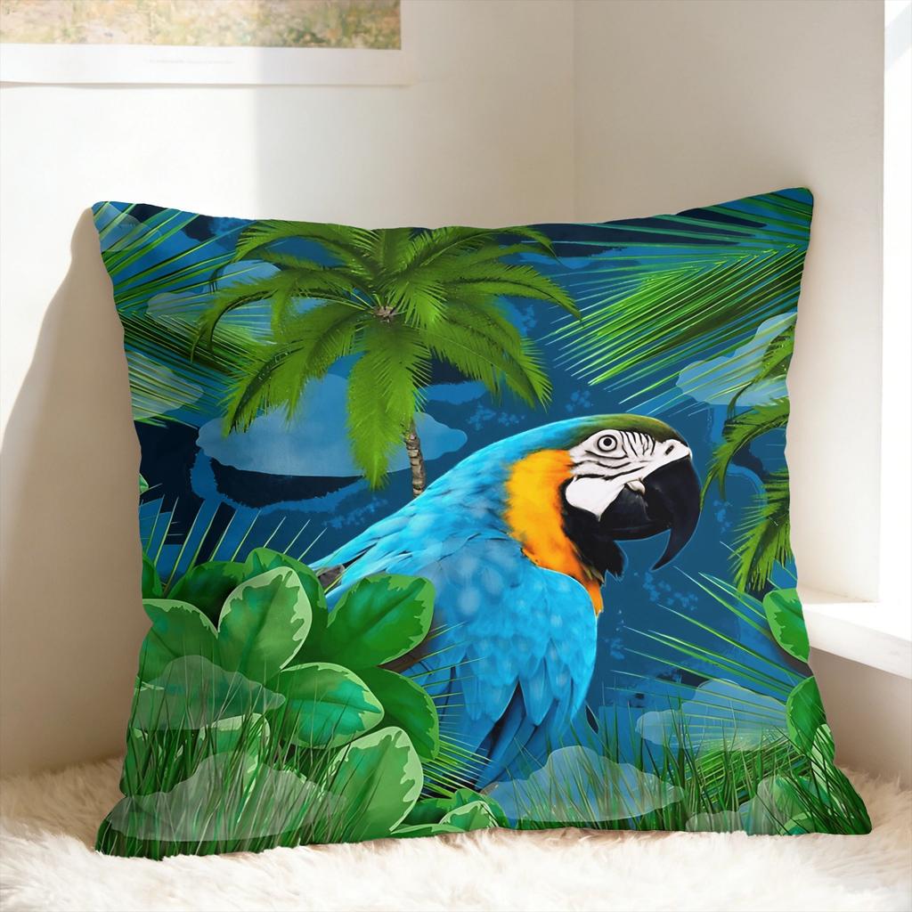 Tropical Parrot Palm Pillow Cover Square Cushion Cover Fashion Pillow Case For Living Room Bed Chair
