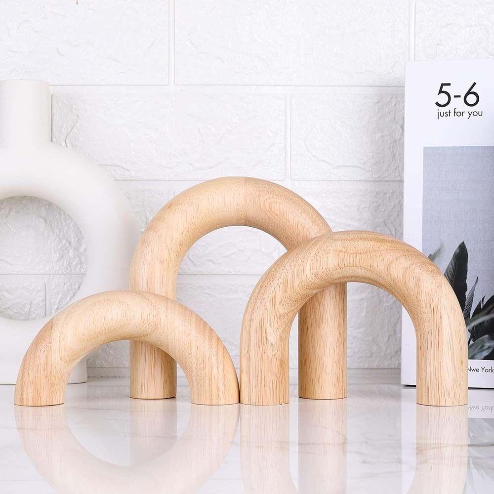 Modern Decorative Wood Arc Ornament Hand-carved Unique Arched Wooden Model Handmade Arch Craft Ornament Coffee Table