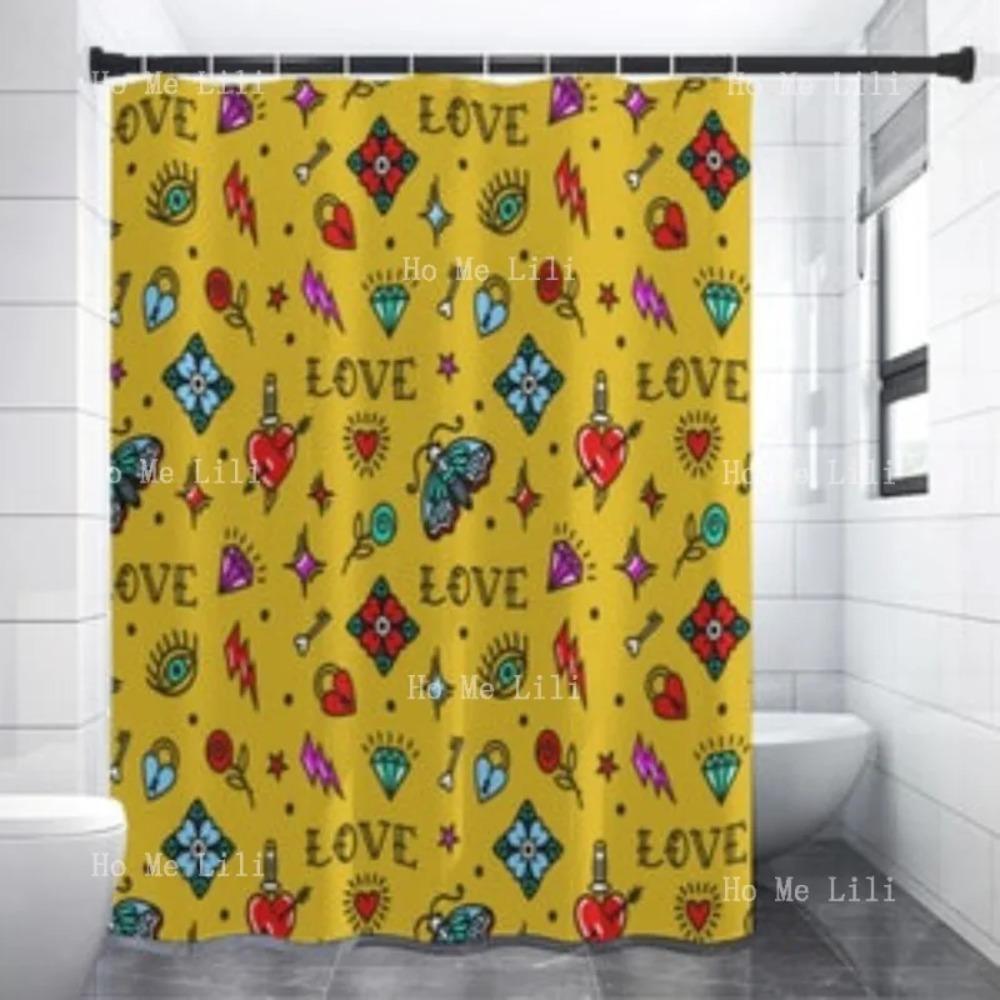 

Old School Flash Tattoo Art Shower Curtain Decorate Shower Curtains For Family 90x180 cm