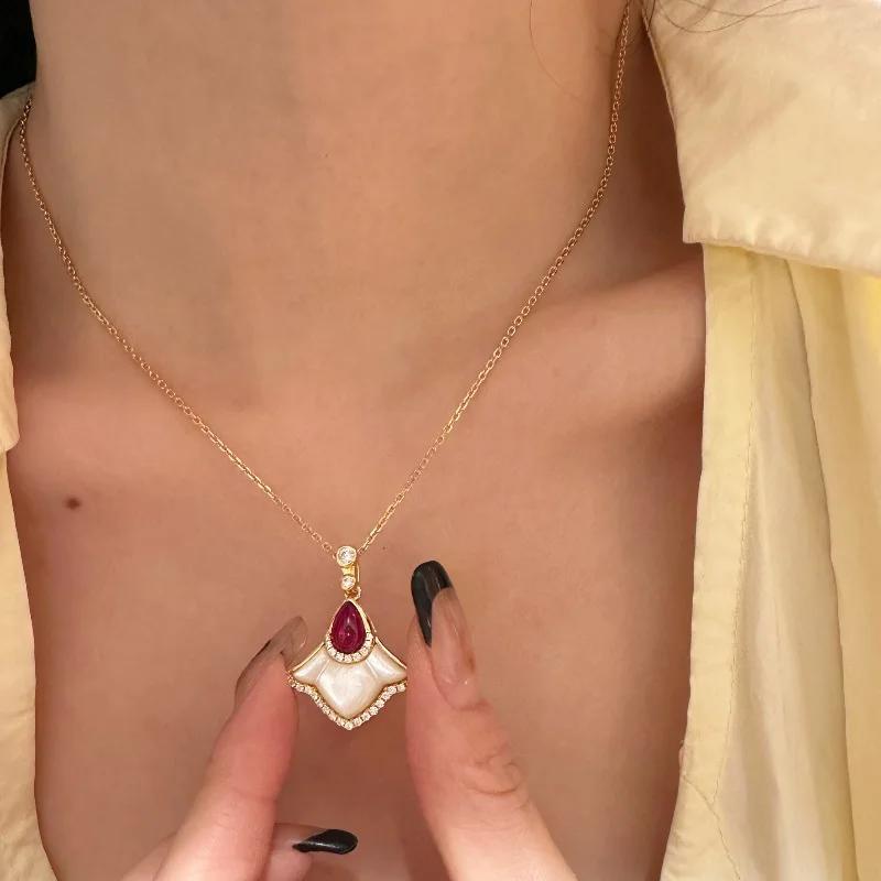 

Креативное белое ожерелье с рябчиком и кленовым листом, рубиновое ожерелье, серьги-подвески класса люкс, высокое качество, модный, ретро, наборы с цирконами
