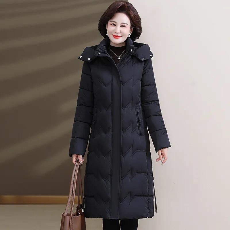 

Осінь та Зима Великі Розміри Повсякденні Зимові Довгі Парки Елегантна Жіноча Куртка з Капюшоном Товстий Теплий Верхній Одяг Зимові Пальта 6XL чорний