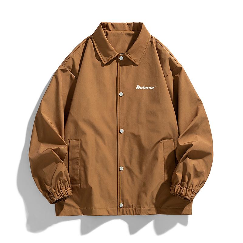 Lapel Jacket Men's Spring and Autumn New Fashion Loose Coach Jacket Couple Variety Casual Jacket