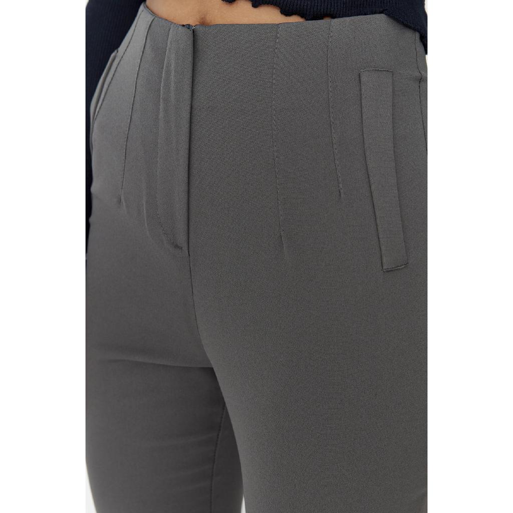 Czarne tkane spodnie w papierosowe wzory, z wysokim stanem i do kostek Twoss20pl0515