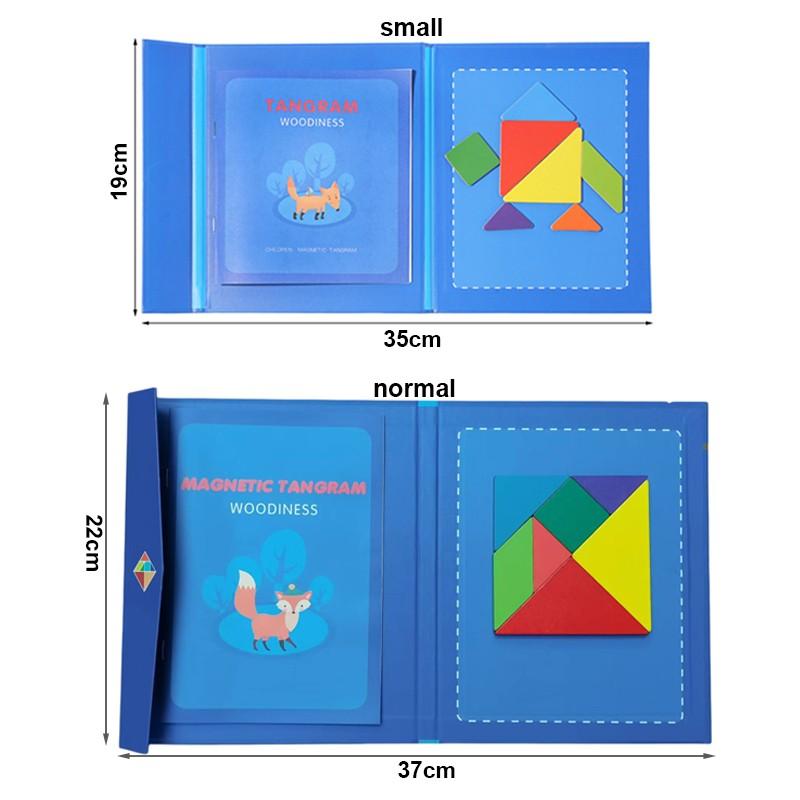 Early Childhood Education Magnetic Tangram Wooden Puzzle Colorful Puzzle Board for Toddlers Montessori  Jigsaw Puzzle Game