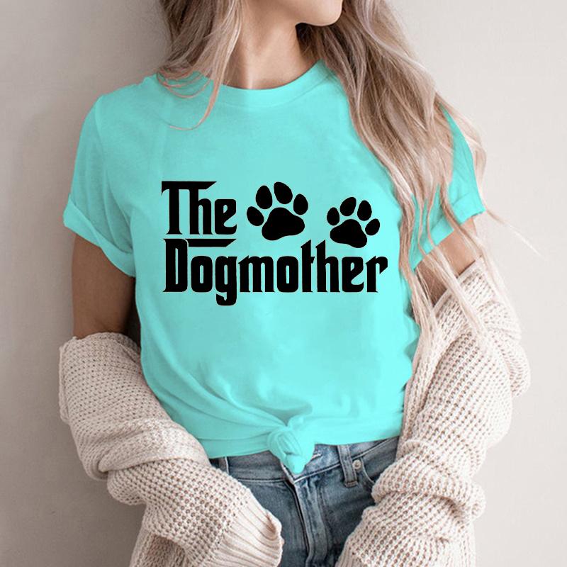 Women Vintage Puppy Paw Graphics Fun Letter Print T Shirts Crewneck Short Sleeve Dog Mama Life Streetwear Fashion Ladies Tshirts