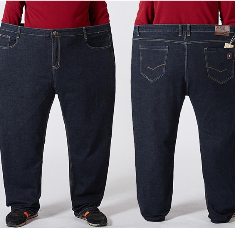 Autumn/Winter New Arrivals: Plus Size Men's High-Waisted Slim-Fit Skinny Jeans Stretchy Thick-Wale Trousers for Larger Builds
