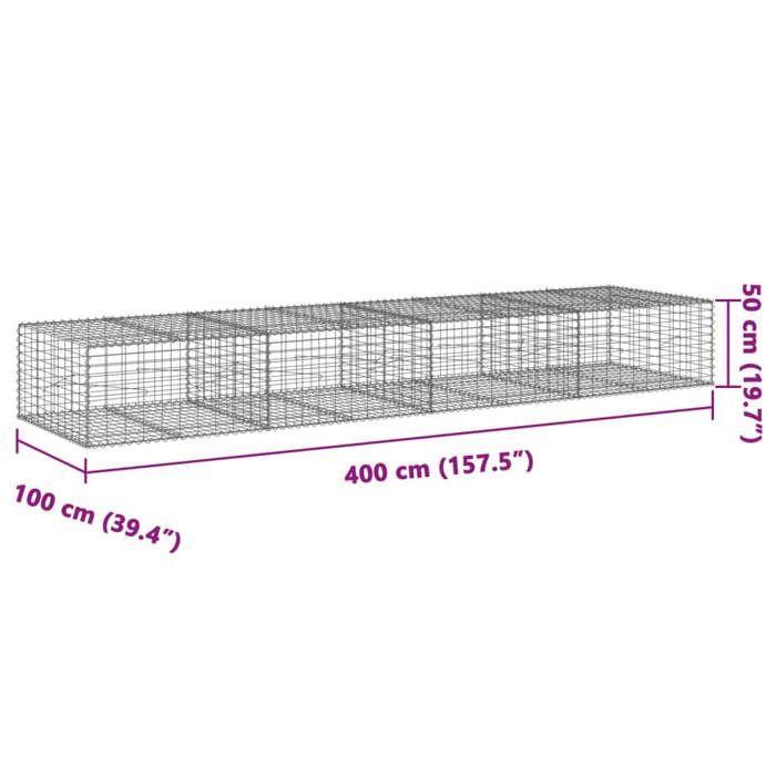 VidaXL Panier gabion avec couvercle 400x100x50 cm fer galvanisé, mur en gabion, mur de soutènement en gabion, clôture en 3295181