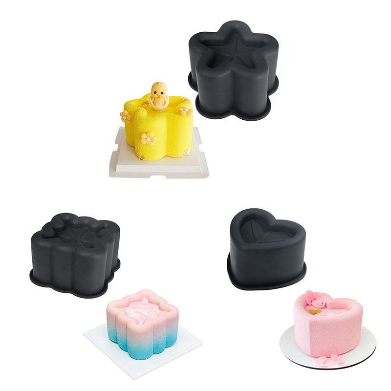 Heart Star Square Cake Silicone Mold Chocolate Mousse Mould Soap Candle Mold Gypsum Making Moulds Kitchen Bakeware