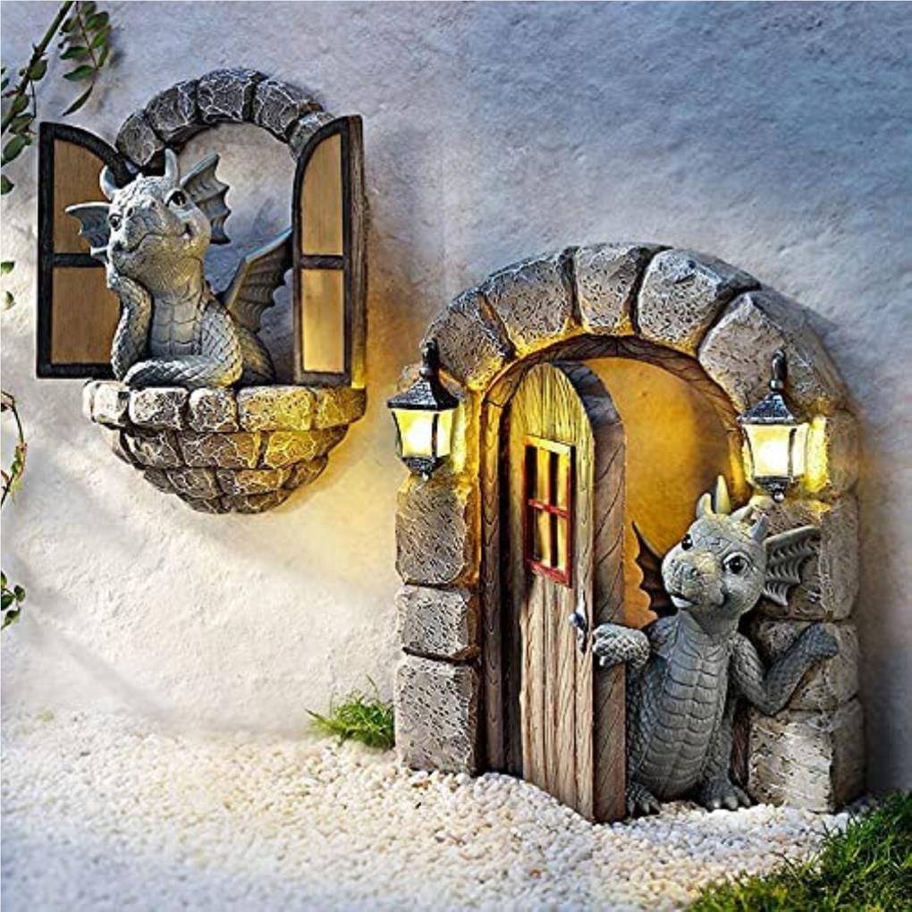 Miniature Figurines Garden Sculpture Sculpture Decoration open door