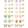 14 Pair Hypoallergenic Stud Earrings for Women Surgical Stainless Steel Screw Back Earrings for Sensitive Ears Cute Pearl Bow Heart Butterfly Studs