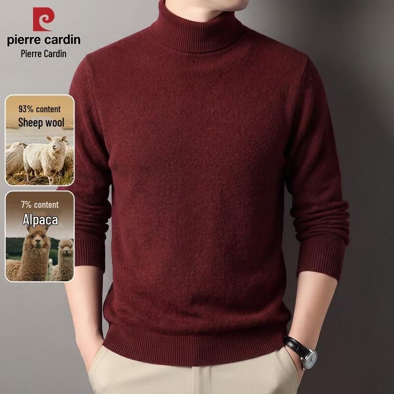 Pierre Cardin Men's Heavyweight Wool Mock Neck Pullover Sweater