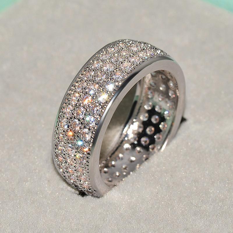 1Pc Fashionable, Inlaid Synthetic Zircon Ring, Daily Versatile, High-end Ring