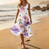 Women's Casual Fashion Sleeveless Floral Print Dress Scoop Neck Irregular Hem Mid-Length Summer Dress