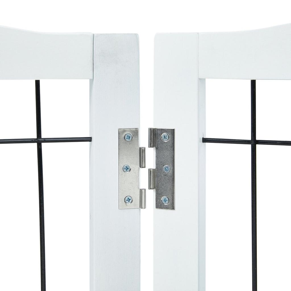Free Standing Dog Gate 32x96.5 Inch Freestanding Pet Gate Foldable White