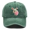 Rabbit Pink Heart Printed Snapback Baseball Cap Adjustable Inelastic Baseball Hat Flat Cap For Daily Wear Hiking Fishing