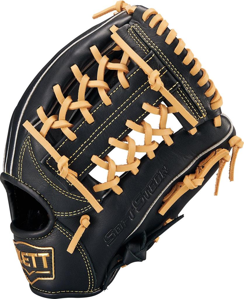 ZETT Youth Baseball Soft Black x Pastel Brown Size BJGB74540F Glove, Steer, All-Around, Left-Handed Throw, (1932), L,