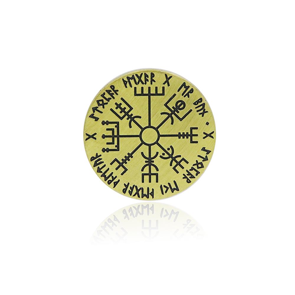 Nordic Vegvisir Viking Compass Coin Magical Rune Staves Numbering Coins Collection Talisman Souvenir Ornament