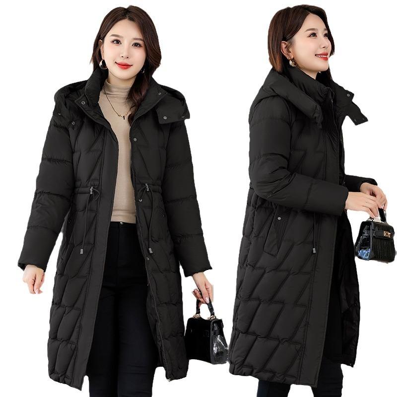 Cold-proof Casual Down Cotton Jacket, Over-the-knee Cotton Jacket, Women's Long Padded Jacket, Winter New Thickened Slim Korean Version
