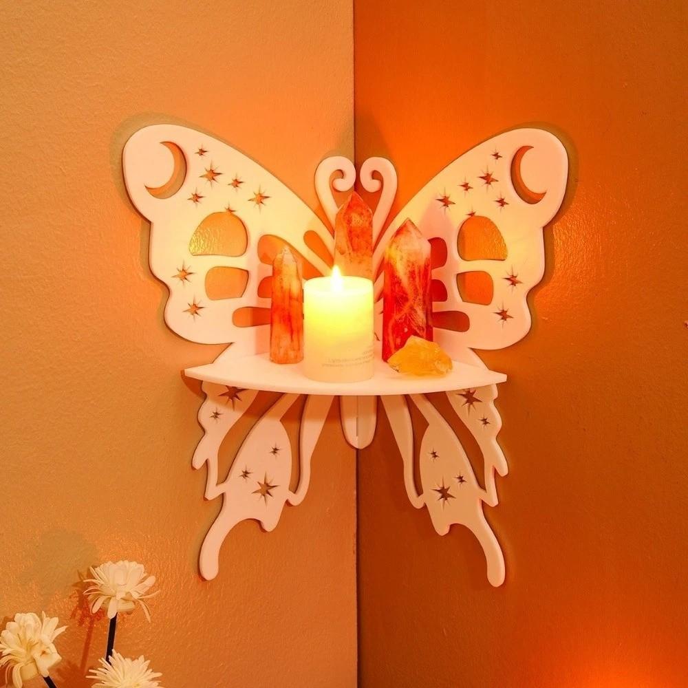 Floating Wall Mounted Shelf Hollow Out Wall Hanging Decor Butterfly Wall Corner Shelf Room Decor